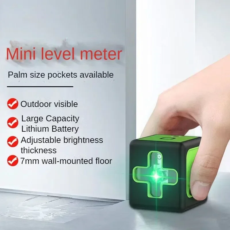 Mini Laser Level 360 ° Horizontal and Vertical Cross Automatic Leveling 2-line Level Lithium Fast Charging Green Laser Beam Line