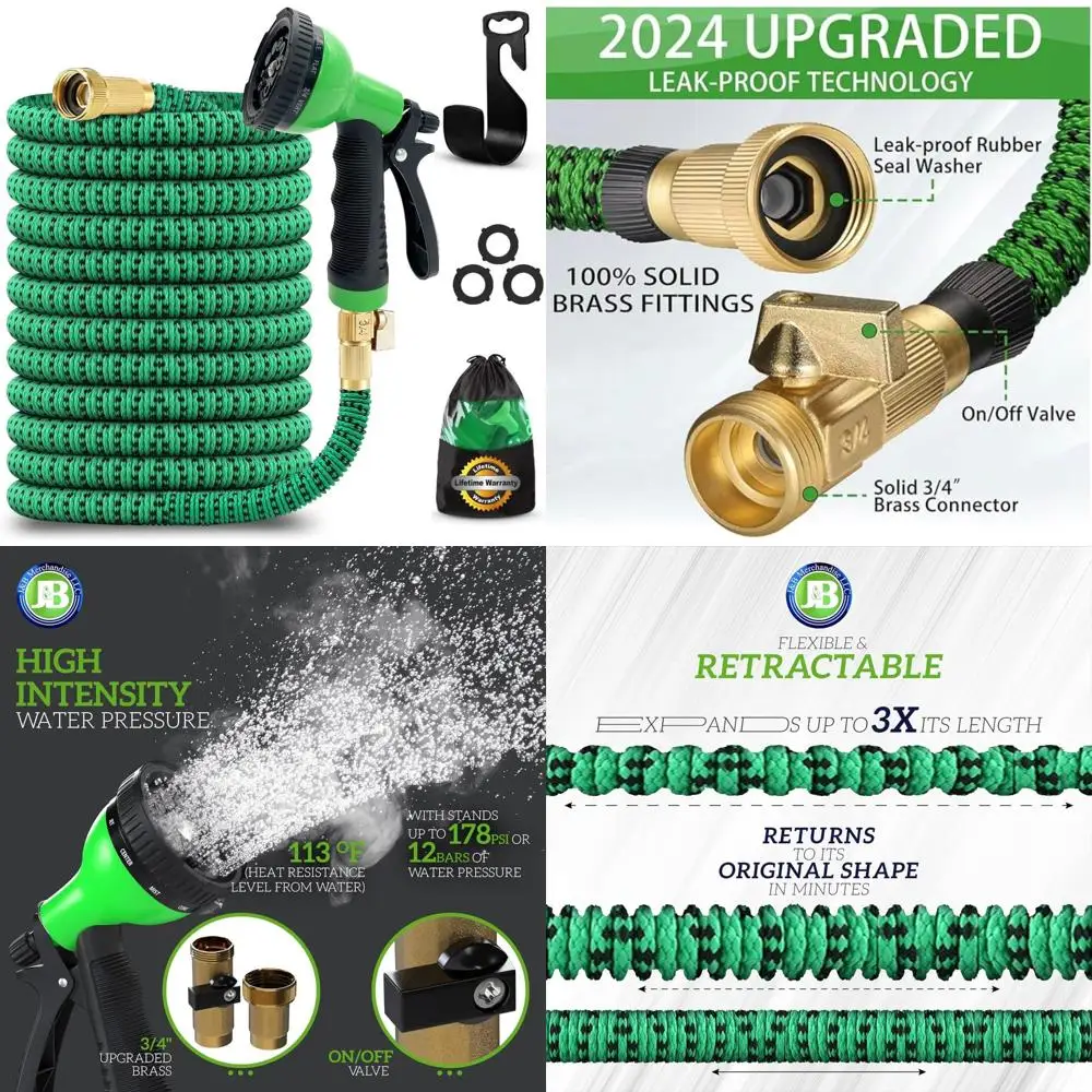 

Expandable Garden Hose 50ft - Heavy Duty 3750D Strength with 4-Layer Latex Core, Extra Strong and Durable for Outdoor Use