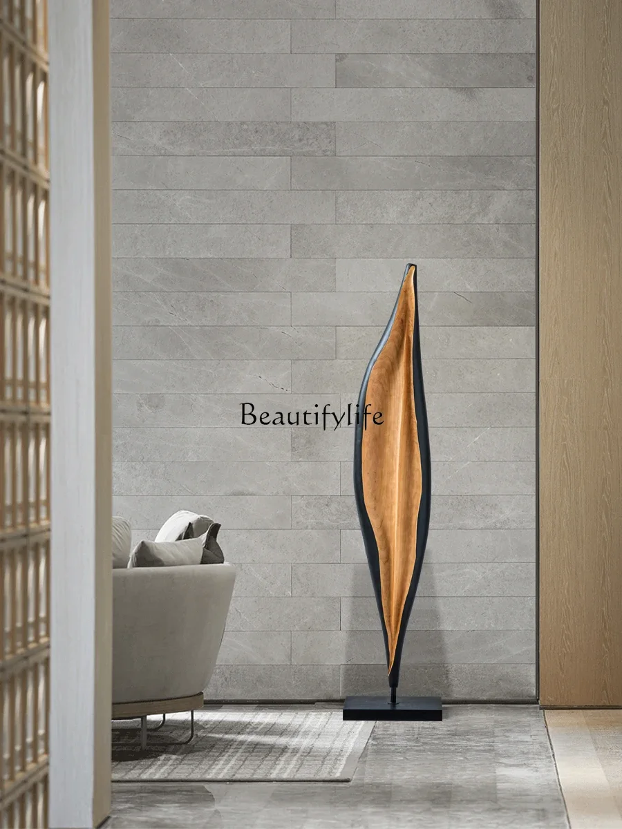 Creative abstract wood carving craft hotel model room entrance decoration floor ornament