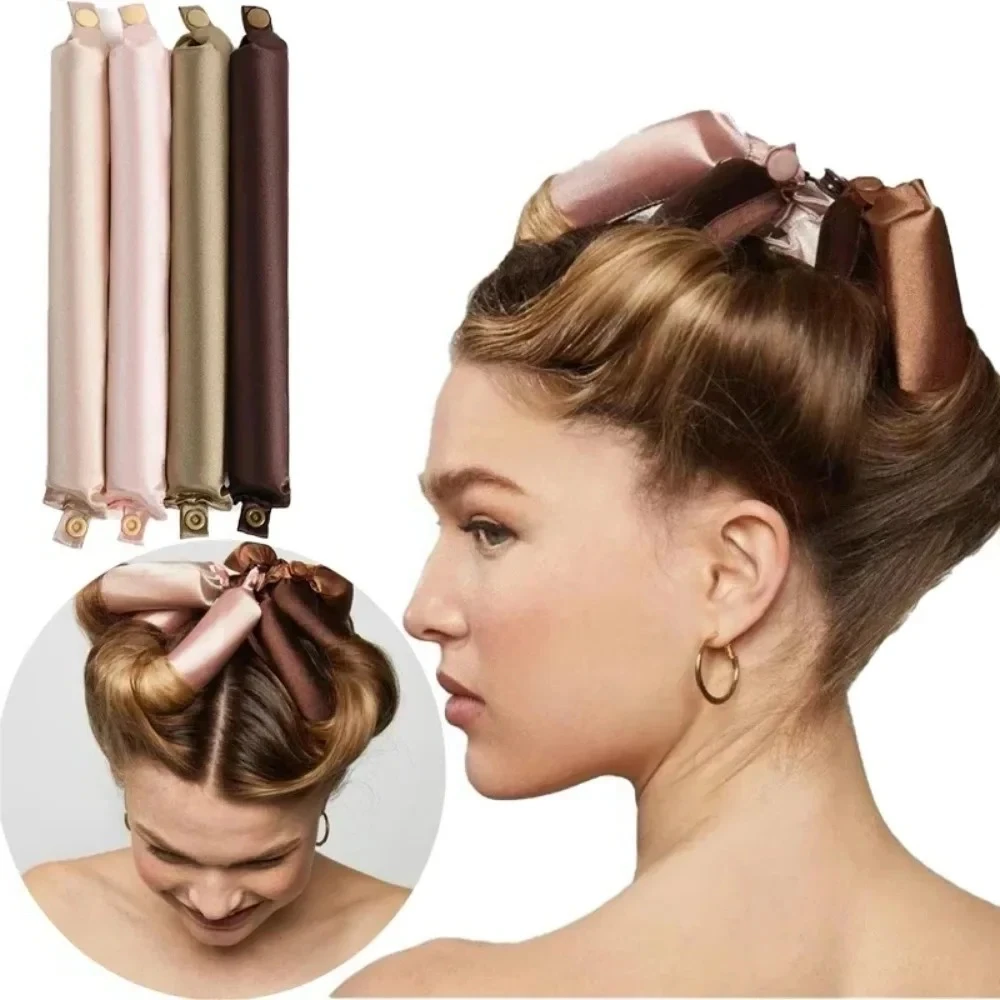 Satin Silk Heatless Curling Rod Headband Lazy Overnight Hair Rollers Soft No‑Heat Sleeping Hair Styling Tools for Women Girls