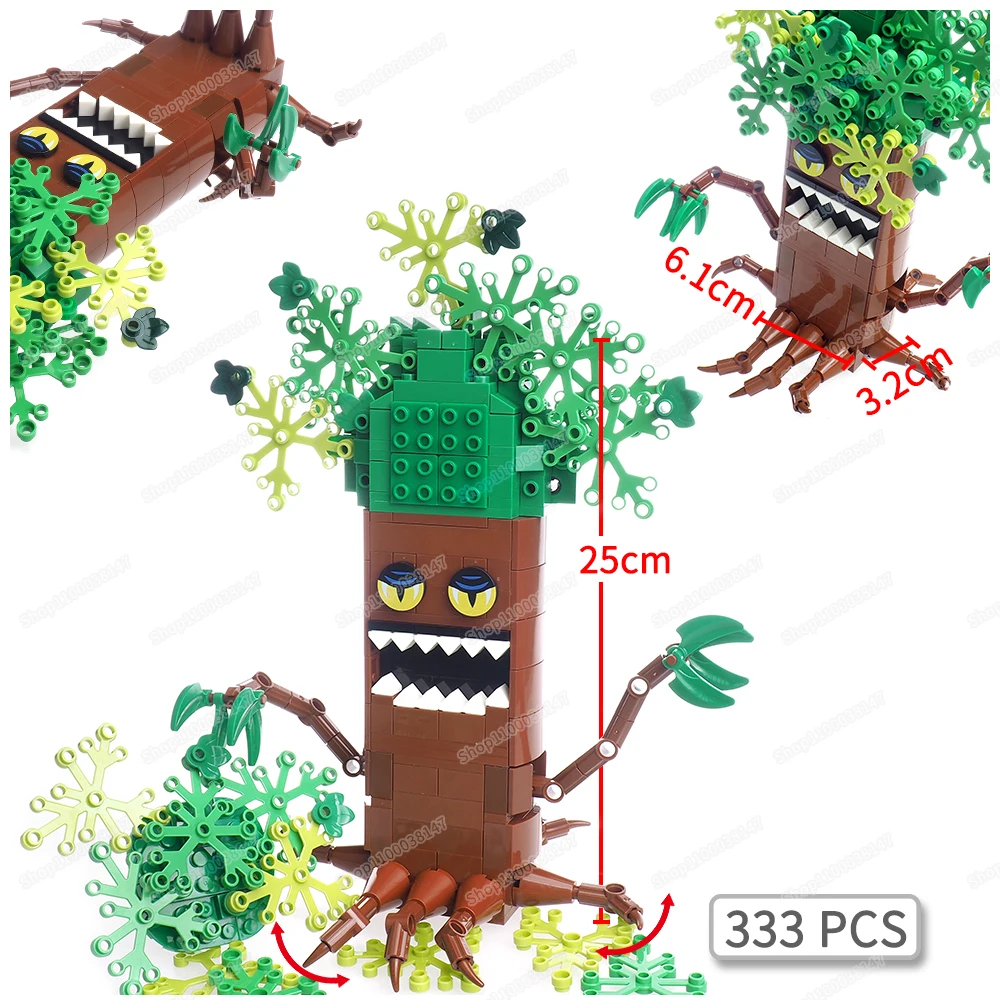 Green leaves Mr. Magic Tree Building Block MOC figures Challenge Avoid Tree roots Jump Scene Darkness Monster Model Gift Boy Toy