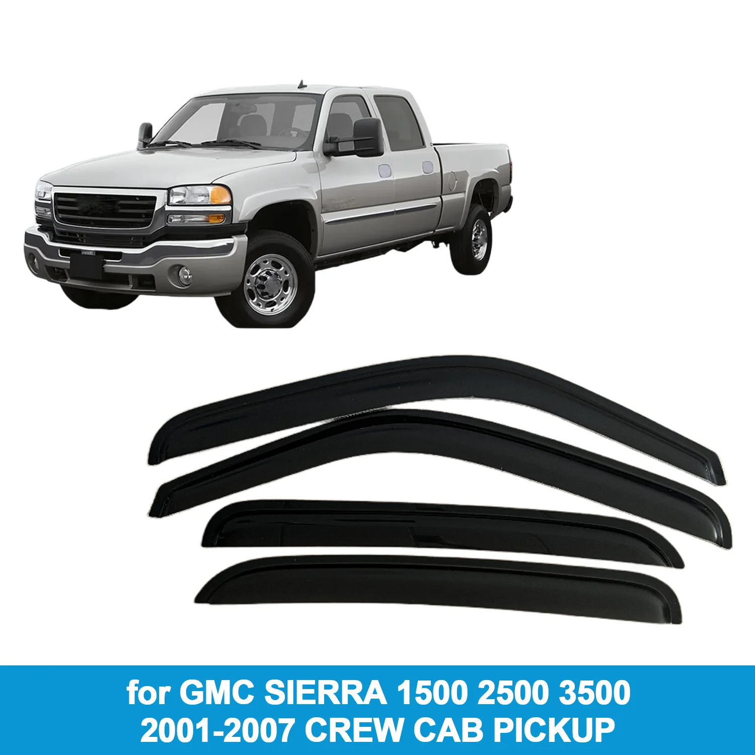 

Для GMC SIERRA 1500 2500 3500 2001-2007 CREW CAB PICKUP защита от дождя боковой вентиляционный дефлектор защита от атмосферных воздействий лента для наружного крепления