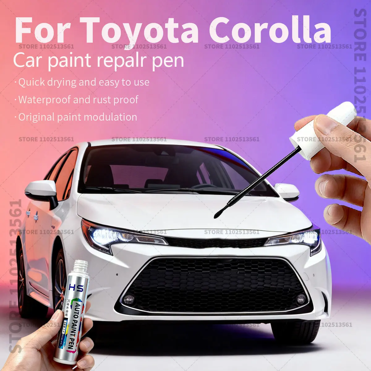 Car Paint Repair Pen For Toyota Corolla Touch Up Scratch Remover DIY Auto Accessories White 070 089 Silver 1F7 Brown 4U3 Yellow