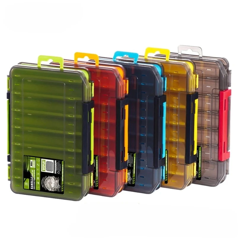 

Fishing Tackle Box 14 Compartments Fishing Accessories Lure Hook Storage Case Double Sided Fishing Tool Organizer Boxes