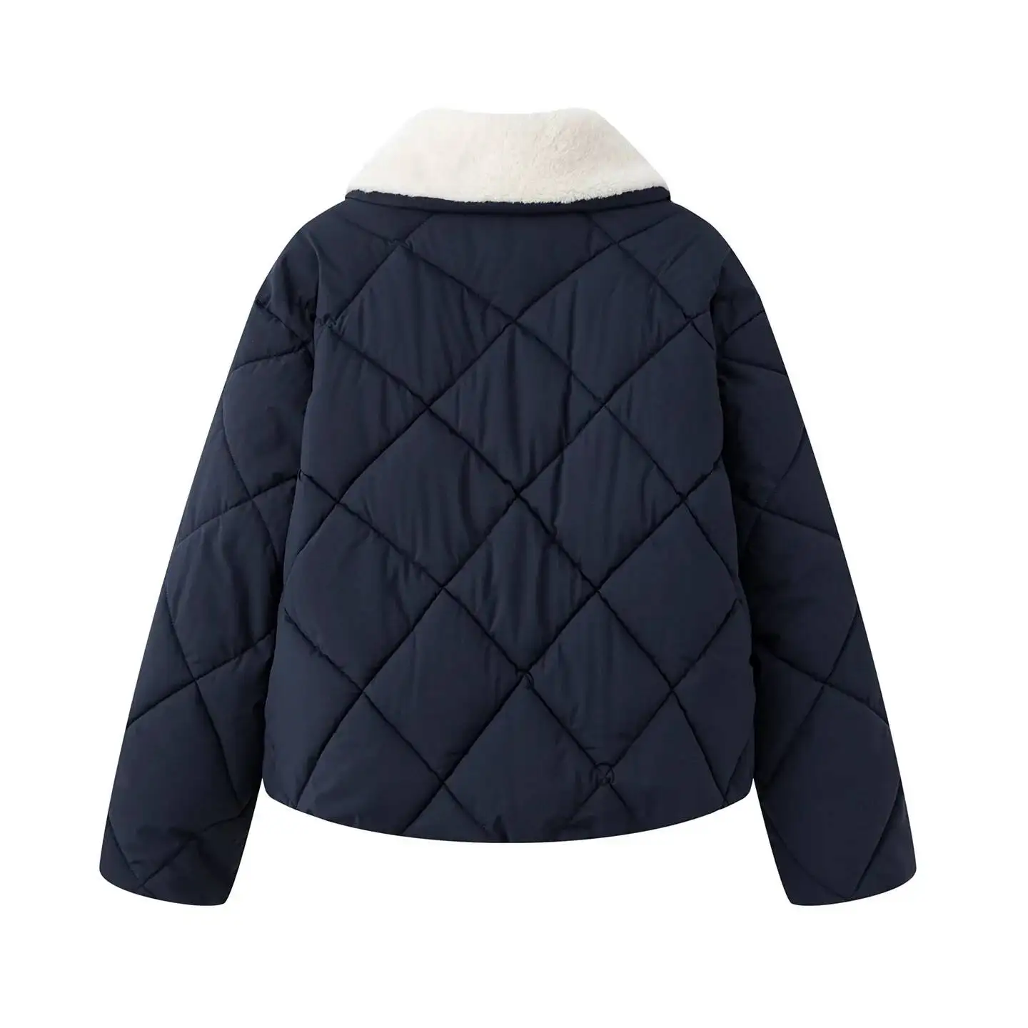 Trendige Jacke für Damen, 2026, neuer Winter, chinesischer Stil, Baumwolle mit gespleißtem Wollkragen, dicker Mantel für Wärmemäntel