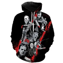 Sudadera con capucha de película de terror para hombre y mujer, suéter con estampado 3D de Michael Myers, chándal de gran tamaño para Halloween, moda más nueva