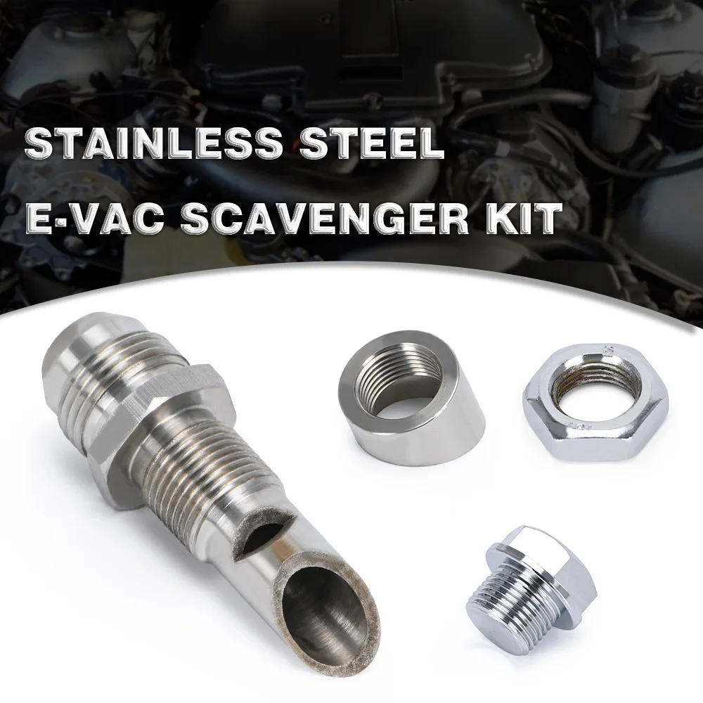 WLR RACING - Stainless Steel Exhaust Vacuum Kit Catch Can Vent E-VAC Scavenger Kit includes T304 SS E-VAC fitting