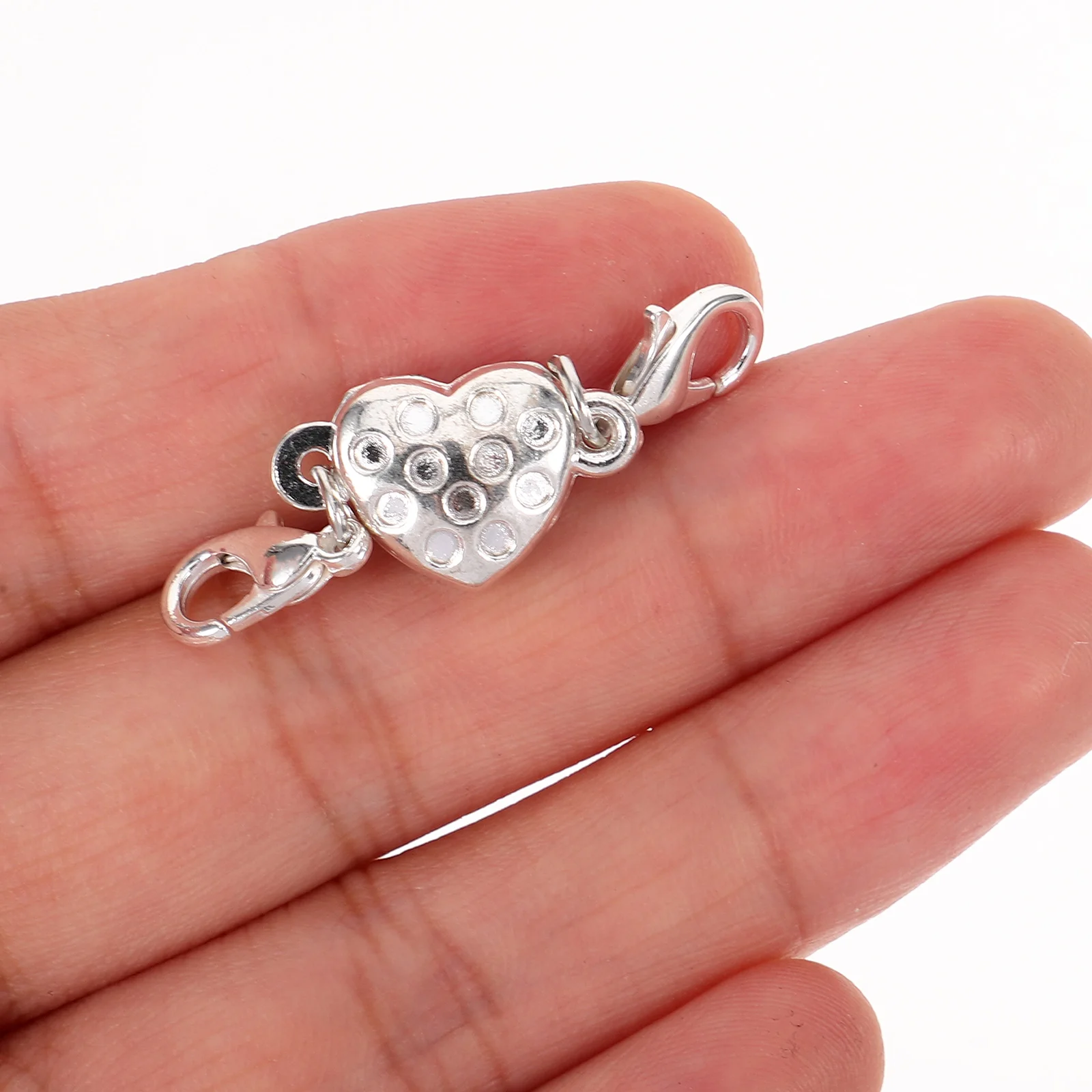 

12 Silver Jewelry Clasps Round Rhinestone Magnetic Clasps For Jewelry Making Ball Necklaces Extender DIY Lobster Buckle Metal