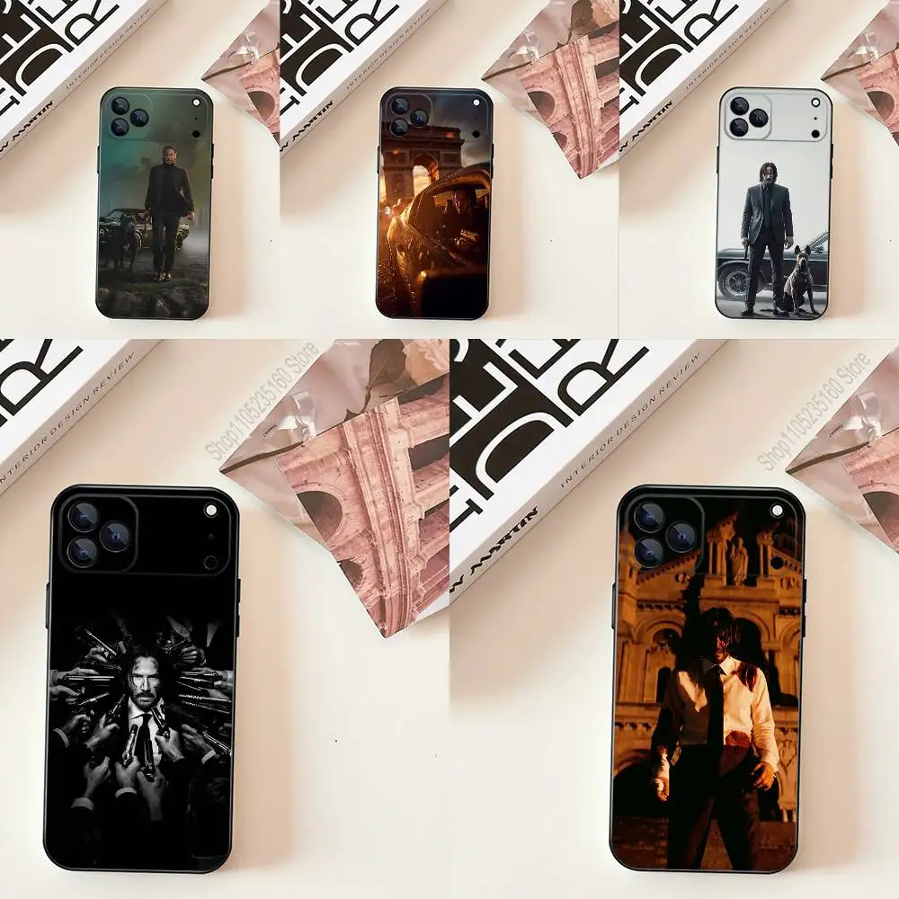 

John Wick Keanu Reeves Cool Phone Case For iPhone 17,16,15,14,13,12,11,Pro,Max,Plus,E,SE4,Air,Mini Black Soft Cover