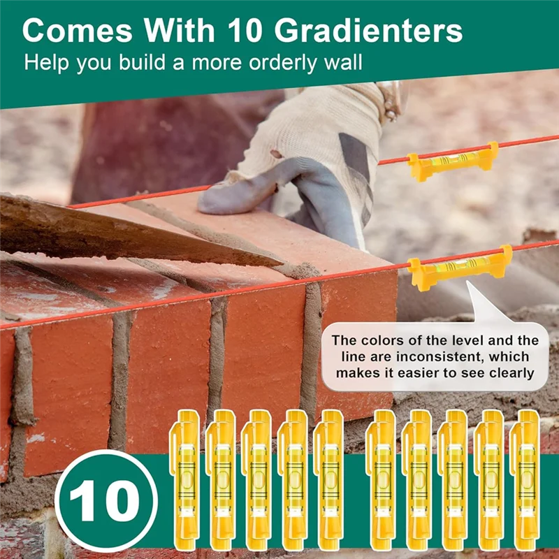 HHTL 2 Pack Mason-Line مع مقبض، بكرة خط ملتوية 540 قدم 18 قابلة لإعادة التحميل مع 10 مستويات مدمجة، خط نايلون مضفر