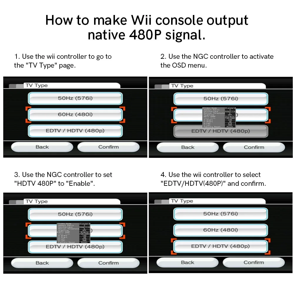 HISPEEDIDO 480P 1080P Wii HDMI 키트 내장형 디지털 HD TV 모드 Wii 콘솔 게임 비디오 HDMI PCB 모드 OSD 메뉴 포함