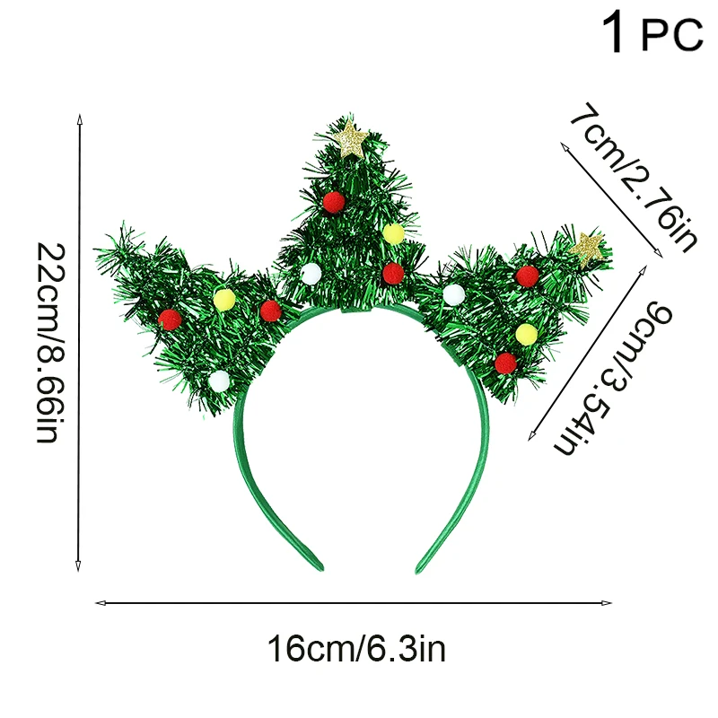 แถบคาดศีรษะคริสต์มาสXmas Tree Hair Band 2024 ตกแต่งคริสต์มาสผู้หญิงอุปกรณ์ตกแต่งPhoto Props 2025 ใหม่ปีของขวัญ