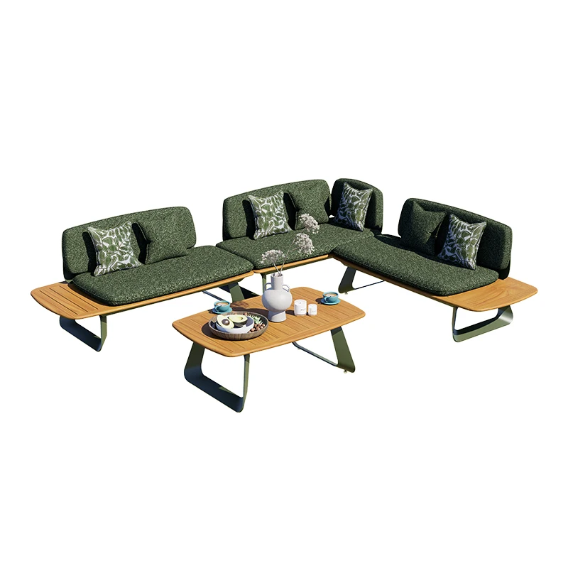 Luxury Modern Teak Outdoor Sofa Set-Waterproof & Weather Resistant Eco-Friendly for Villa Garden Living Room Park & Hotel