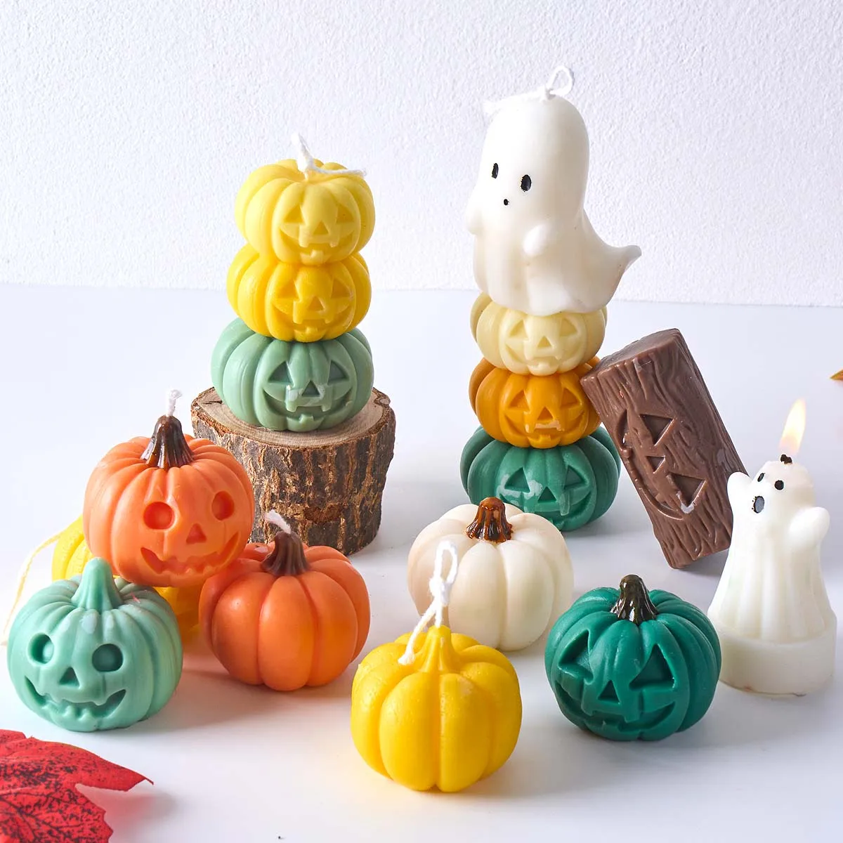 3D Pumpkin Ghost Silicone Candle Mold DIY Halloween Party Decor Craft Supplies Aromath Soap Plaster Epoxy Resin Clay Molds