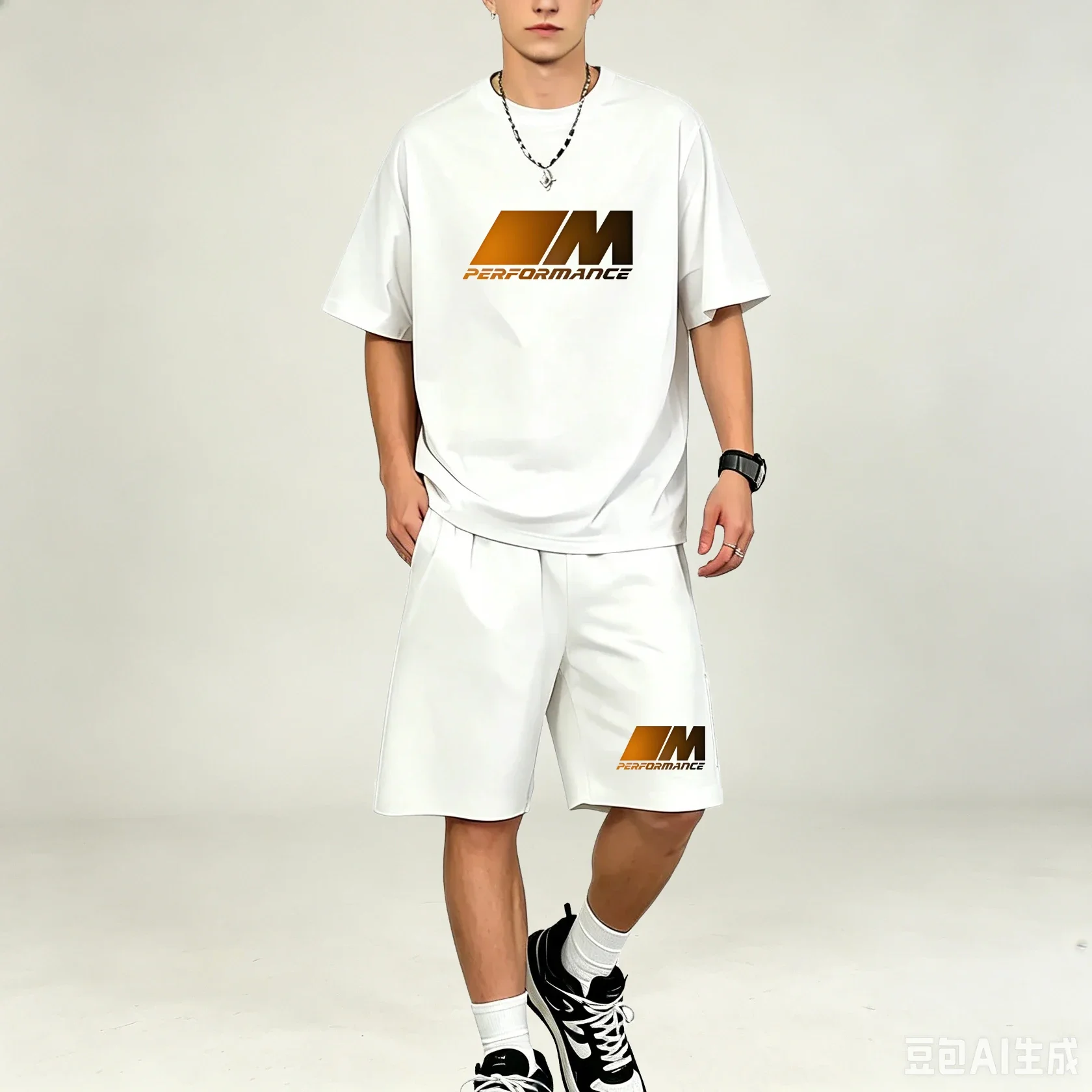 Men T‑Shirts Sets Summer Essential 2‑Piece Outfits Stylish Short‑sleeve Tops Shorts Sets Soft Fabric