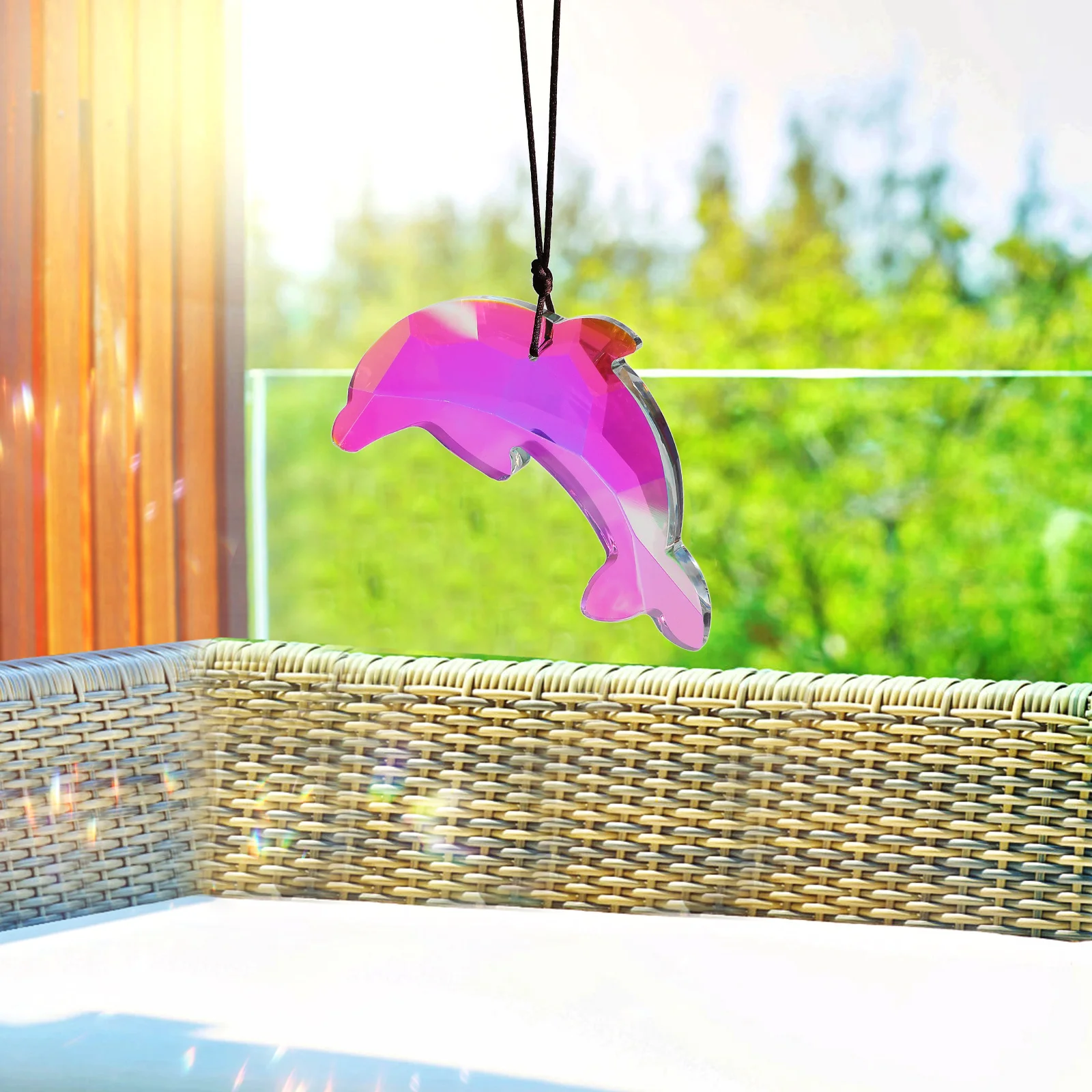 

Crystal Catcher Prism Pendant Home Decor Hanging Dolphin Statue Window Accessories Marine Decor