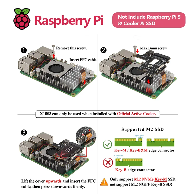 Imagem -05 - Pcie M.2 Nvme Ssd 2242 Placa para Raspberry pi Geekworm-x1003