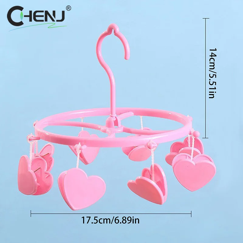 Cute Lovely Strawberry Clothes Dryer Hanger Windproof Socks Underwear Drying Rack Household Heart Storage Laundry Rack Home