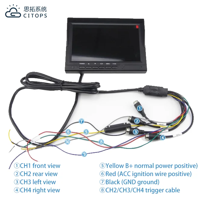 Digitale 4-Kanal-Bildschirmkamera-Kits vorne und hinten, System Living Video Recorder 8,0 Zoll MDVR