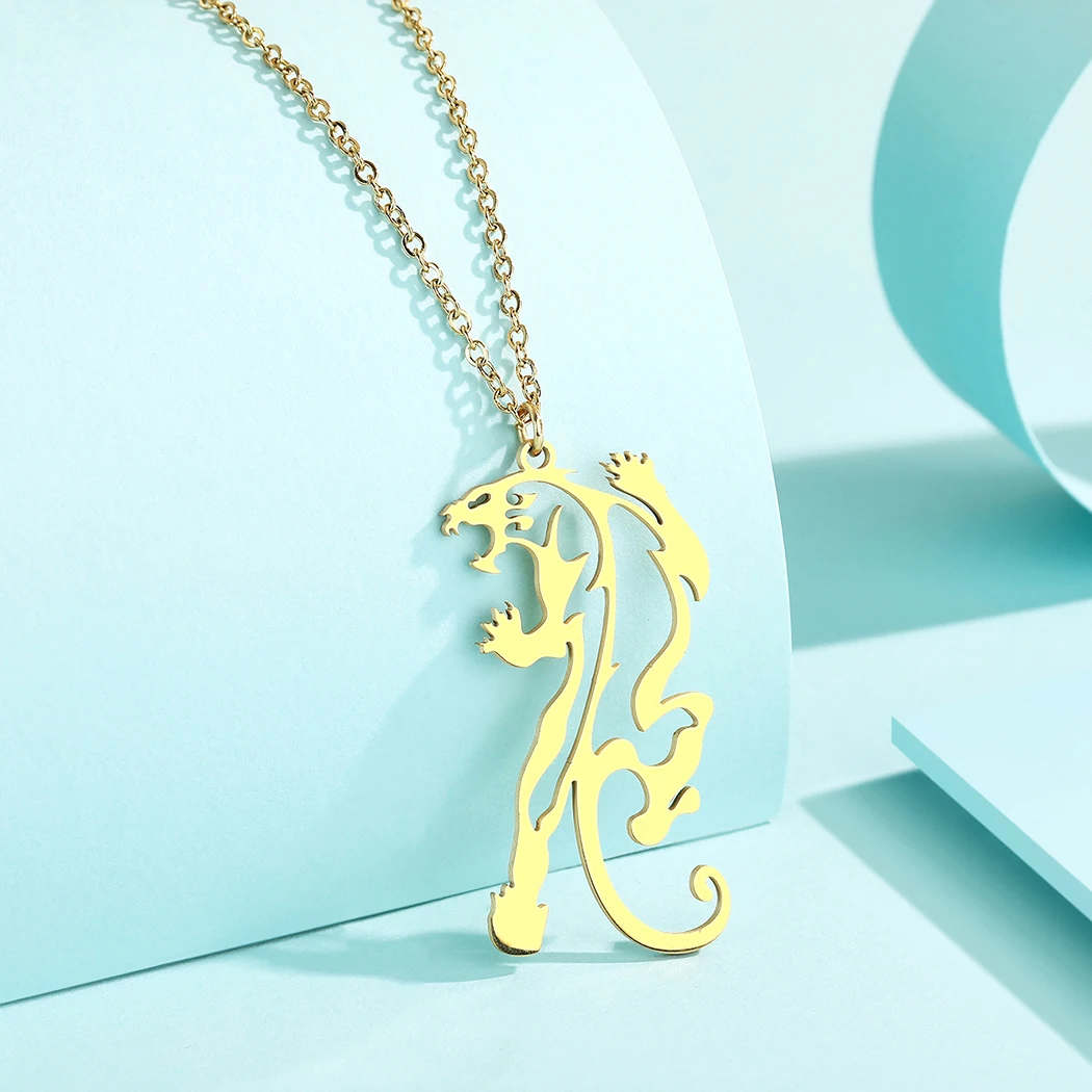 الفولاذ المقاوم للصدأ رائعة النمر بانتر للرجال والنساء ، سلسلة الكرة ، الفن الثلاثي ، قلادة ، هدية عيد الميلاد ، المجوهرات الكينال