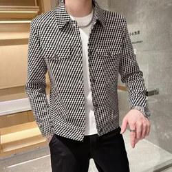 Autumn Classic Plaid Jackets Men Fashion Long Sleeve Casual Business Outwear Coats Social Streetwear Bomber Jacket Men Clothing