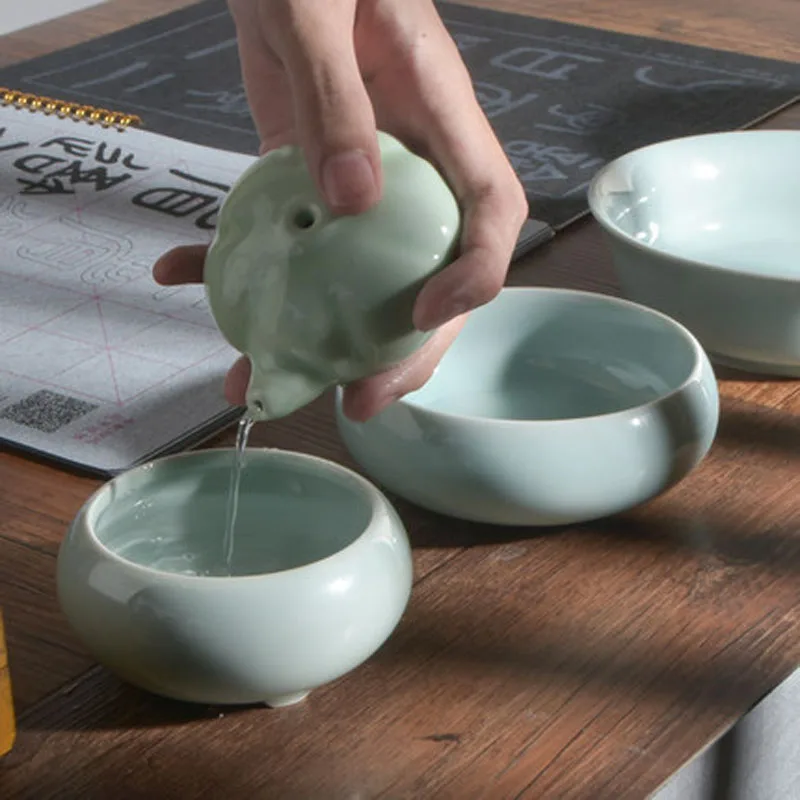 Ink Brush Washer Ceramic Water Pot Calligraphy Water Container Chinese Brush Rack Rest Office Study Stationery