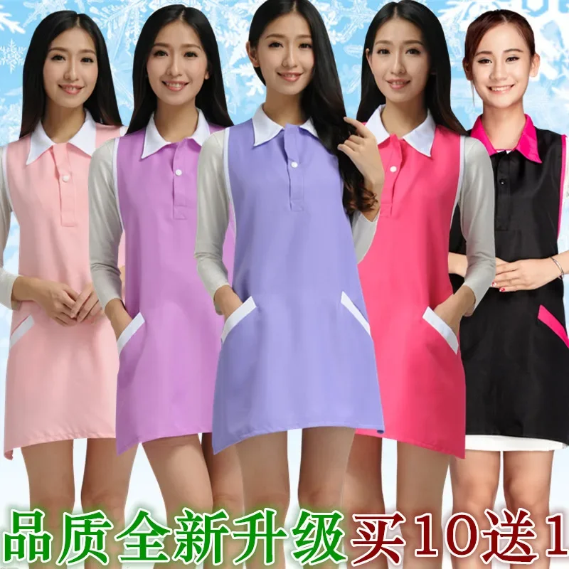 

10PCS Female Beauty Vest Beauty Salon Beautician Work Clothes Apron Korean Version Fashion Nail Waitress Sleeveless