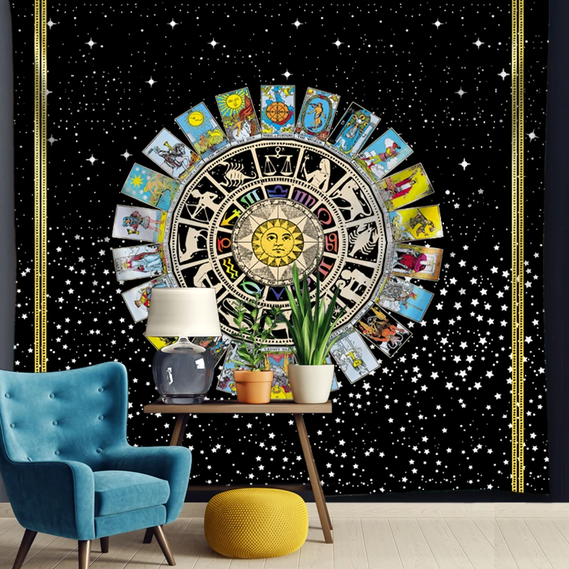 Celestial Zodiac Constellation Tapestry Wall Hanging Boho Astrology Star Galaxy Decor Cosmic Space Bohemian Room Art Poster