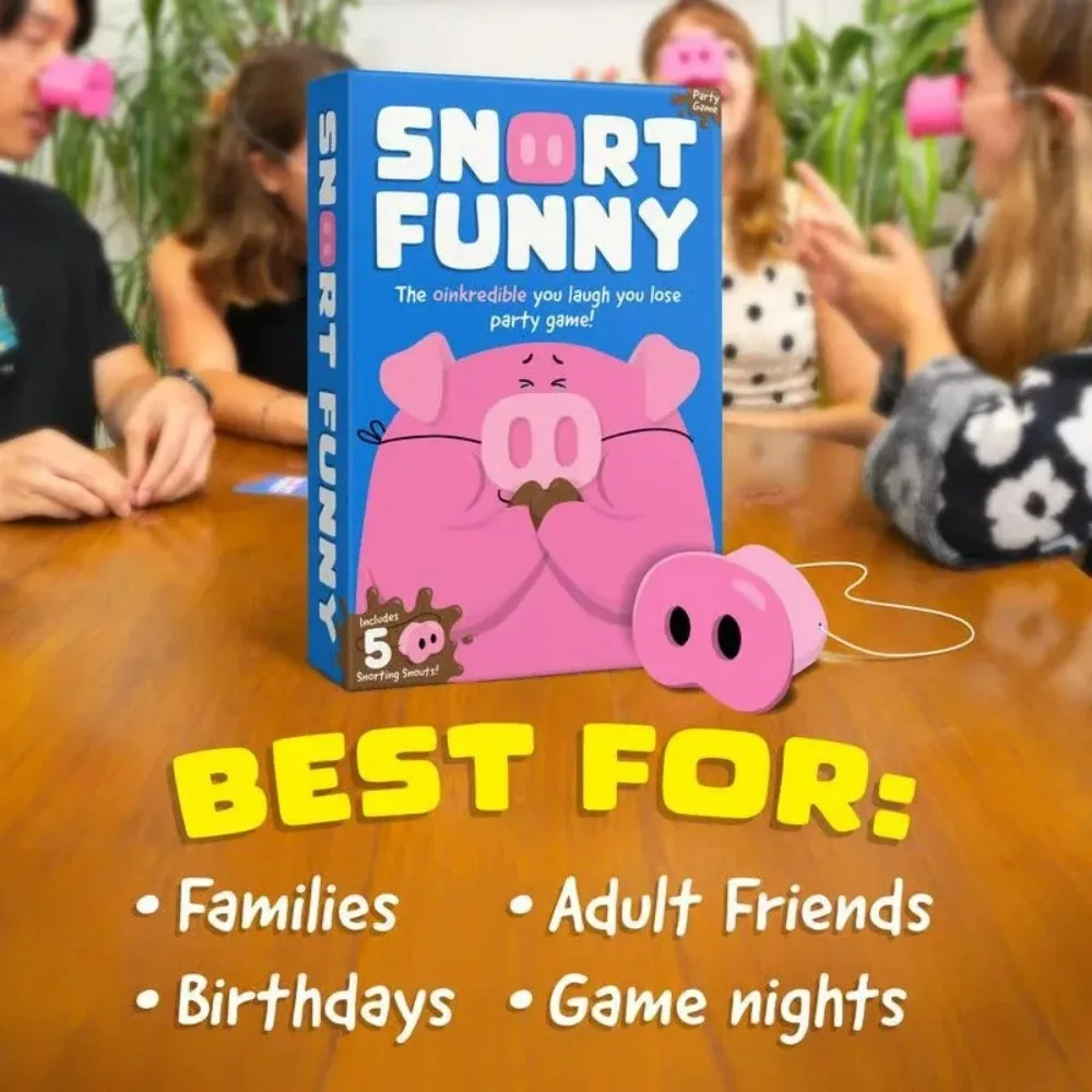 

/The Oinkcredible “You Laugh You Lose” Party Game, Snorts-Funny Board Game for Family Friend, 5 Toy Pig Noses & Challenge Cards