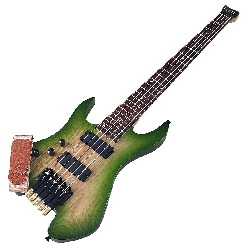 Left Hand Headless Bass Guitar 5 Strings 41 Inch Electric Bass Guitar Solid Ashwood Body with Canada Maple Neck