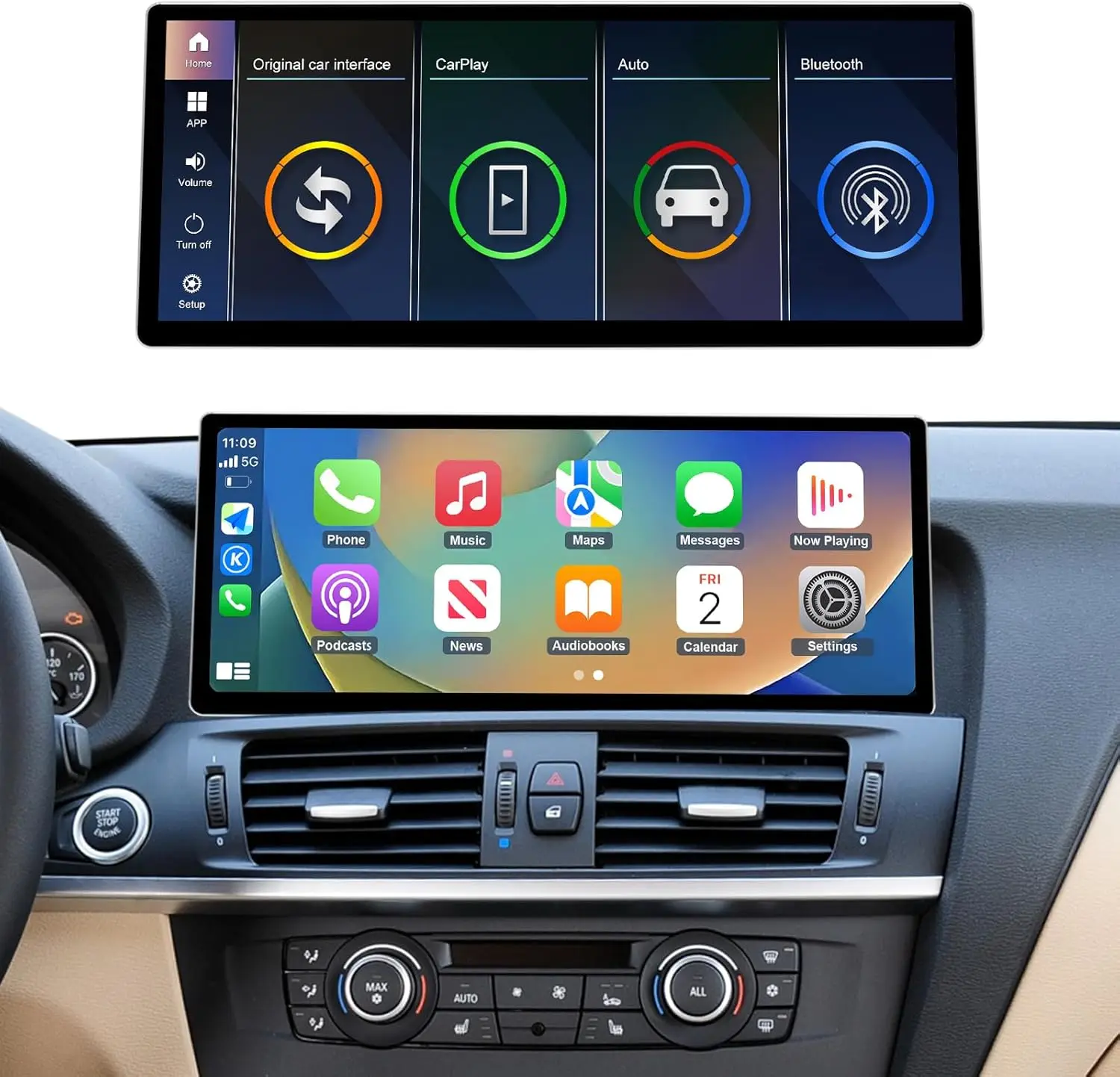 

12.3 inch Ultra-Narrow Touchscreen Wireless CarPlay Android Auto Multimedia Car Radio Receiver Compatible with BMW X3 X4 Series