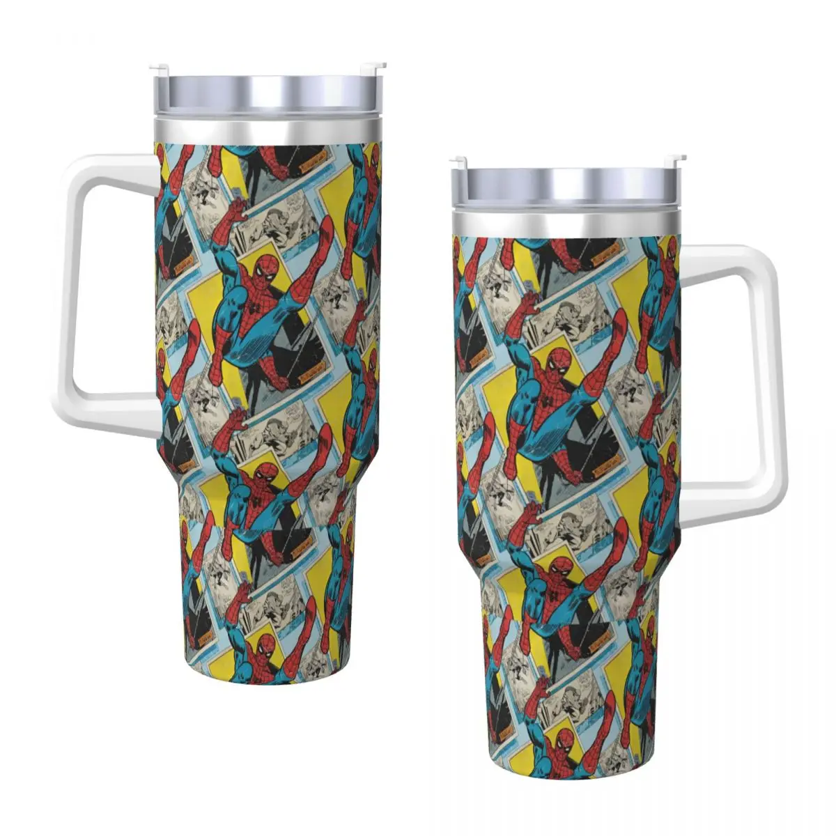 Spider-Man Swinging Out Of Comic Stainless Steel Tumbler Travelist Car Mugs 40oz Coffee Mug Insulated Hot Drinks Water Bottle