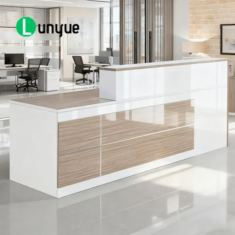 Modern Durable Solid Wood Luxury Office Reception Desk Executive Front Desk for Commercial Spaces