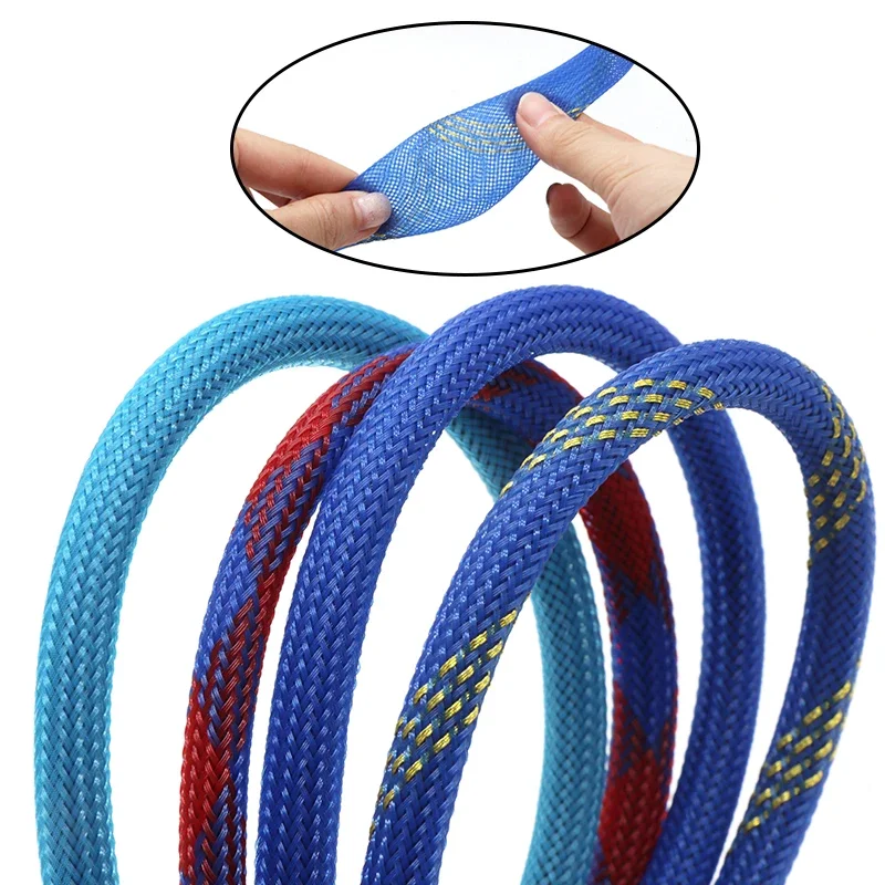 2/10M Cable Sleeve Braided 20/25/30/35/40/50/60mm PET Wire Gland Protection Protector Snake Skin For Cables Cable Wrap