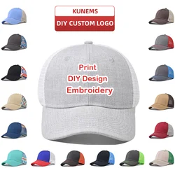 KUNEMS Custom Embroidery Baseball Cap for Men and Women DIY Design Mesh Cap LOGO Print Hat Quality Cotton Hat Wholesale Unisex