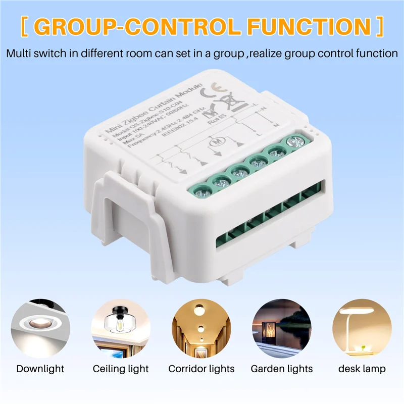 A99E-2X Zigbee Switch Light Curtain Dimmer Smart MINI Module C04 Control Breaker Curtain Switch Module Zero Fire Smart Switch