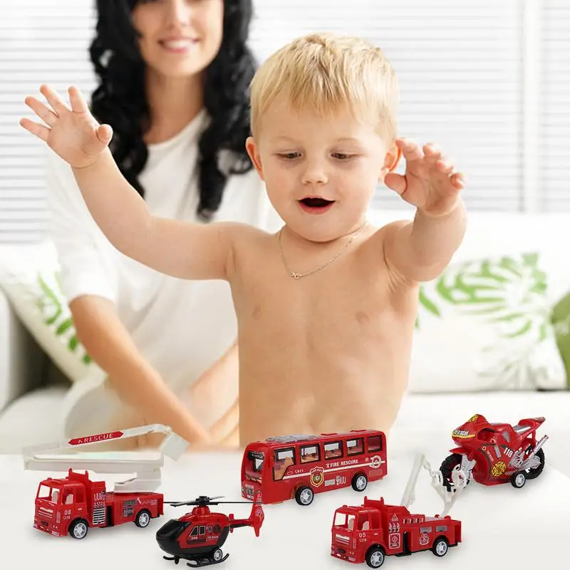 Brinquedo do motor de incêndio para crianças, carros de fricção, Firetruck, brinquedos do veículo, cultivar interesse, grandes presentes, casa, 13pcs