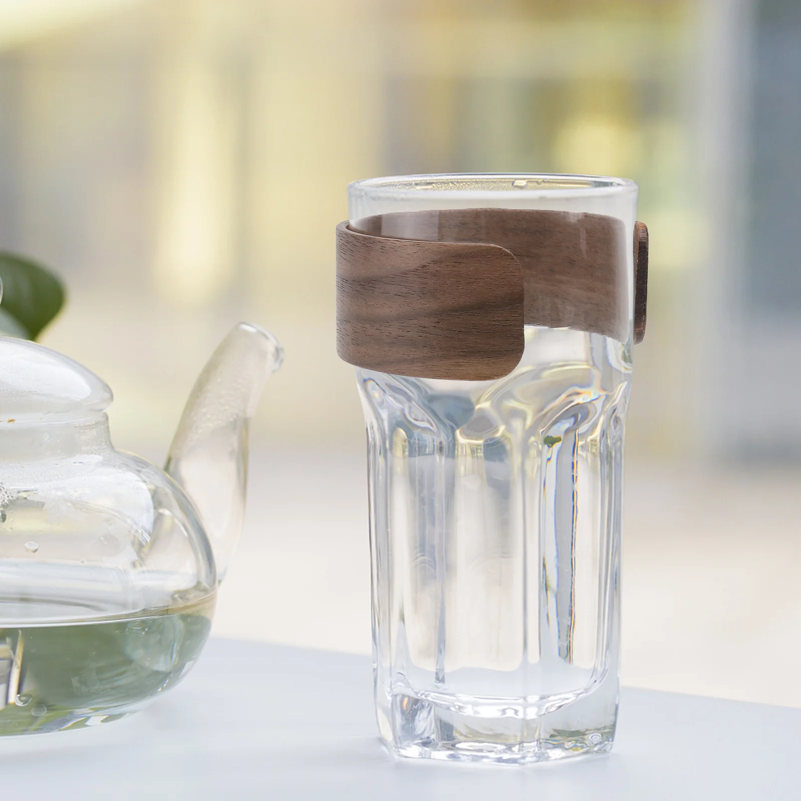 

2Pcs Handmade Smooth Wooden Protective Sleeve Heat Resistant Cover for Camping Hiking Protective Cover Anti-Scald Sleeve