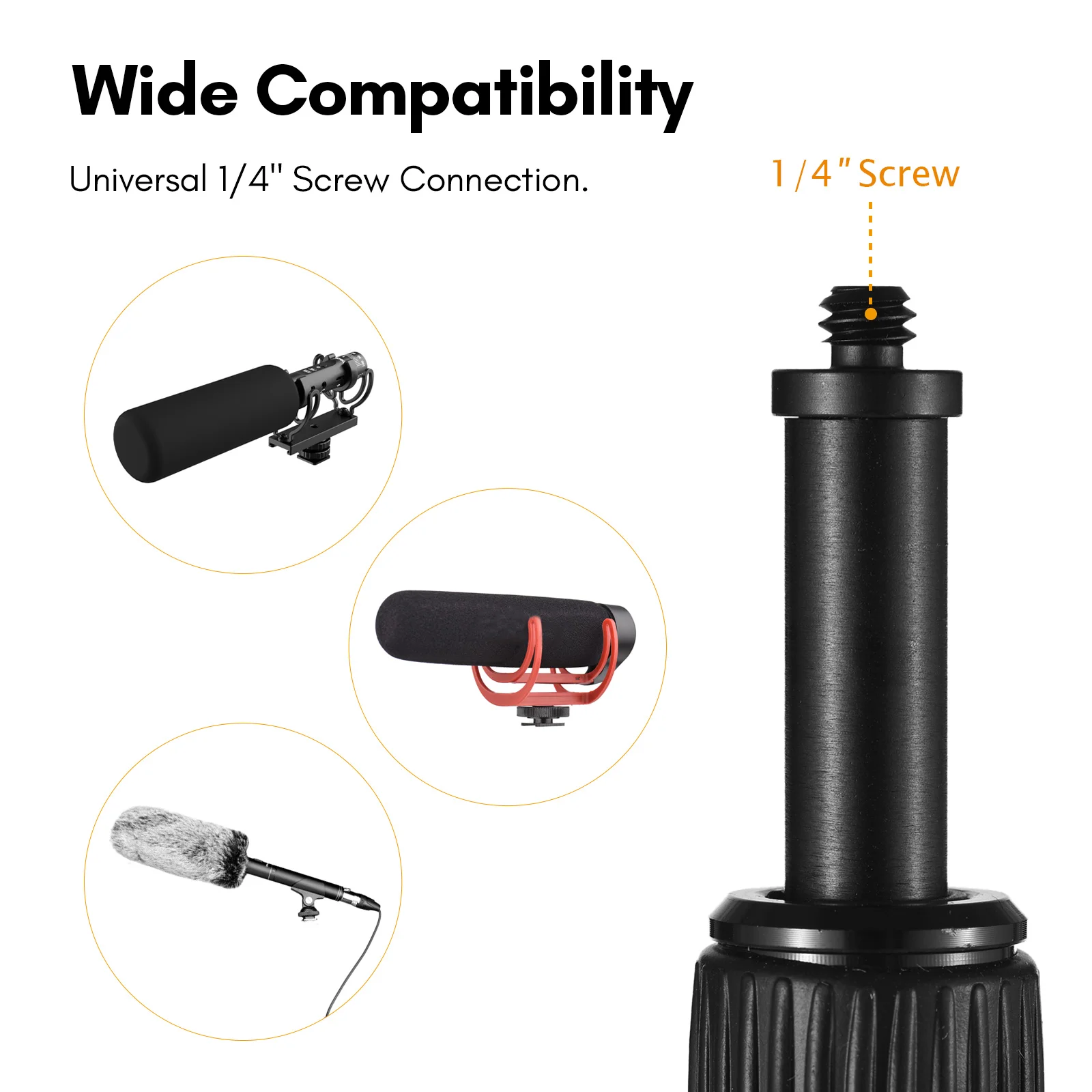 Andoer Handheld Microphone Boom Arm 4-Section Extendable Mic Arm Aluminum Alloy Boom Pole for Microphones Thread with Foam Grip