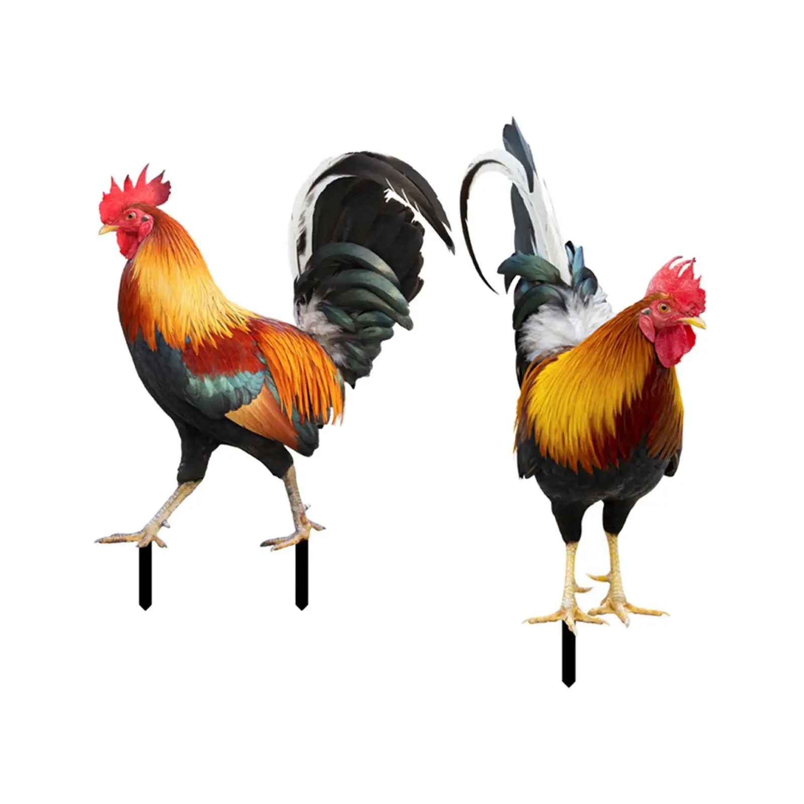 

2 Pieces Rooster Statue Garden Stakes Yard Art for Outdoor Lawn Courtyard