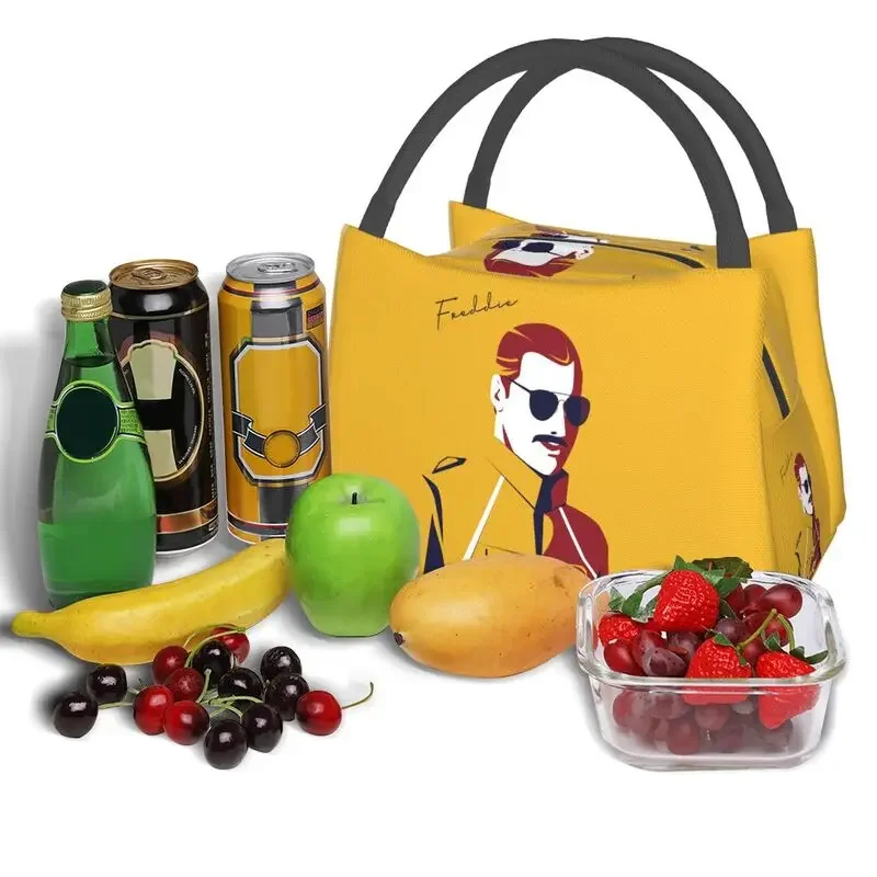 British Rockstar Freddie Mercury Insulated Lunch Bags for Women Band Queen Singer Thermal Cooler Food Lunch Box Hospital Office