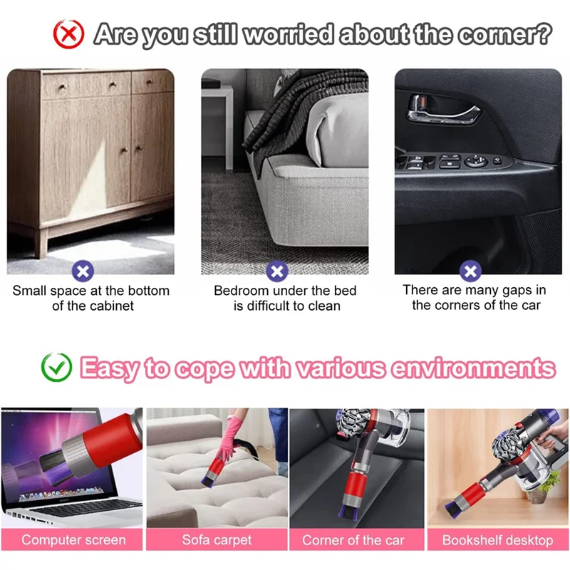 Spazzola antipolvere senza residui, Set di accessori per aspirapolvere, spazzola antipolvere per accessori Dyson V7/V8/V10/V11/V12/V15