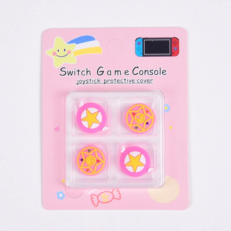 4pcs/set Switch OLED Cute Cartoon Thumb Grip Cap Joycon Controller Protective Cover For Nintendo Switch NS Lite Thumbstick Case