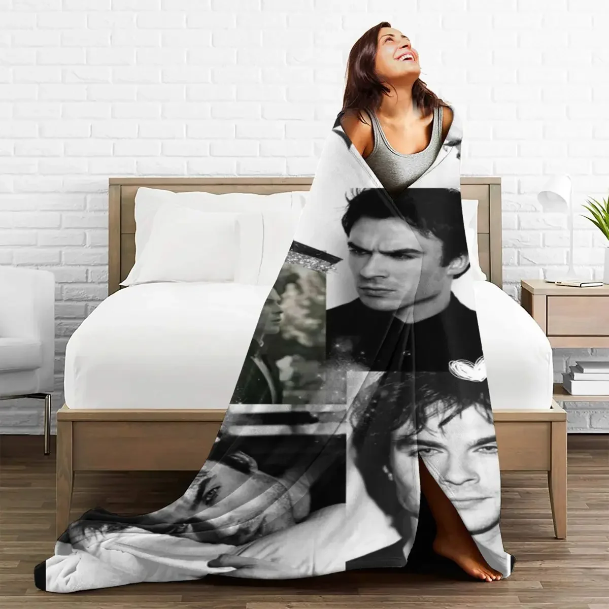 Salvatore The Vampire Diaries Plaid Blankets Sofa Cover Fleece Winter Throw Blanket for Bed Souch Bedding Throws #2