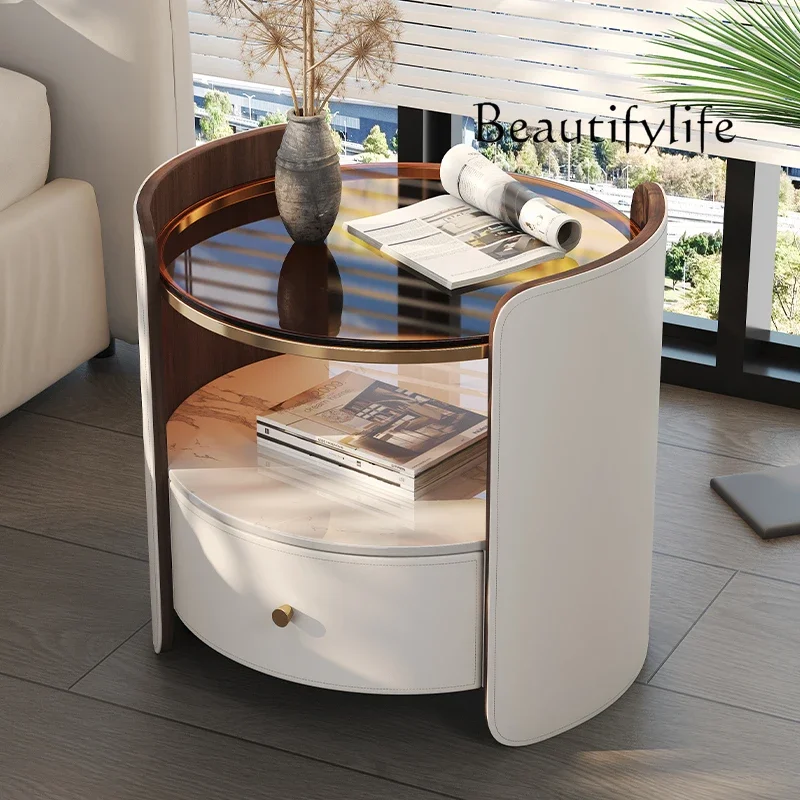 R منضدة الشمال الفاخرة أدراج التخزين الجمالية طاولة السرير الإيطالية الحديثة بسيطة Mesita De Noche أثاث غرفة نوم