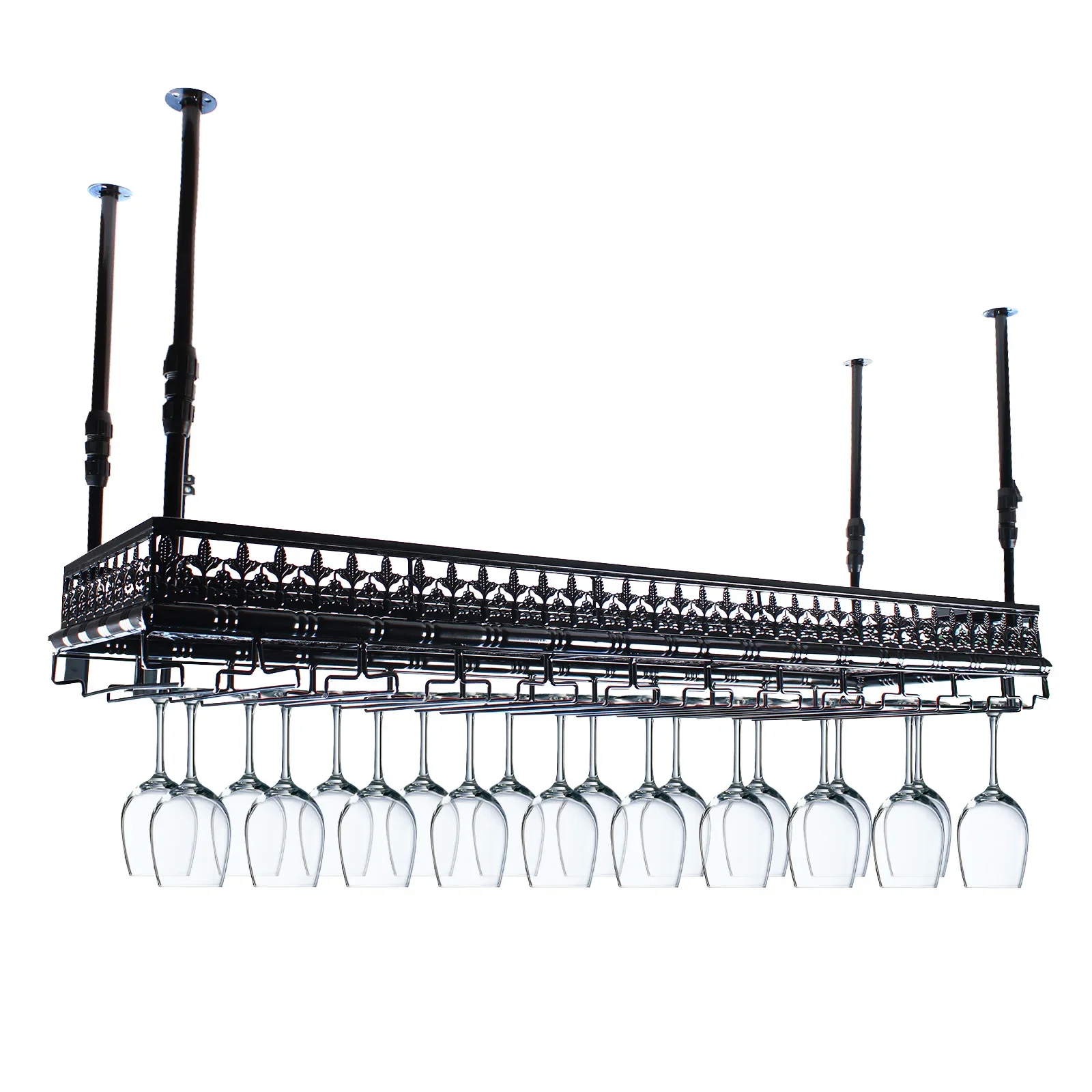 

#For Ceiling Mounted Wine Glass Hanging Rack Floating Shelf Bar Drink Bottles Storage Wine Glass Upside Down Goblet Holder^