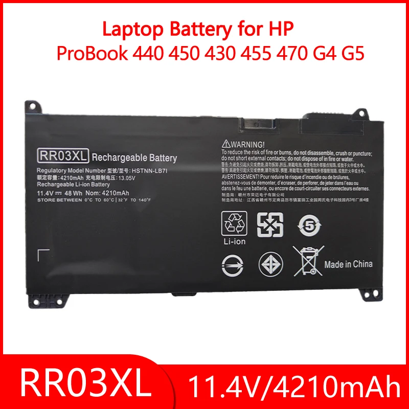 

RR03XL Аккумулятор для ноутбука HP ProBook 440 450 430 455 470 G4 G5 ZHAN 66 Pro G1 HSTNN-PB6W HSTNN-UB7C HSTNN-LB71 HSN-Q01C 48WH