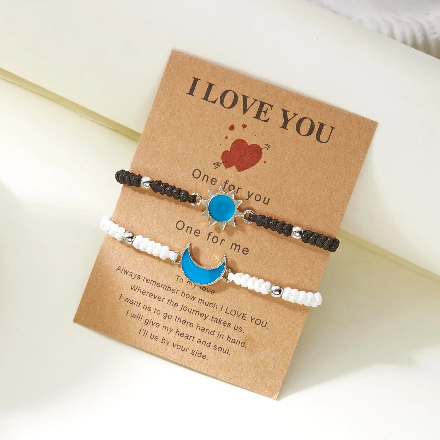 Cross-border hot-selling Valentine's Day bracelets are popular in Europe and America, and they are versatile. Sun and moon coupl