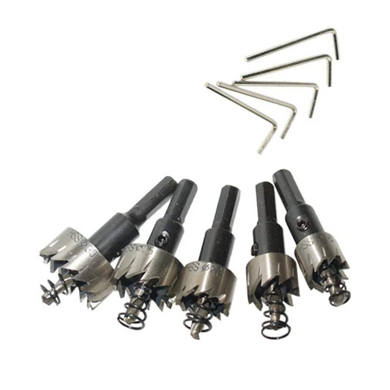 ABPP-5Pcs عالية السرعة الصلب ثقب فتاحة الحفر الكهربائية أداة الحفر مجموعة فتاحة ثقب معدنية خاصة
