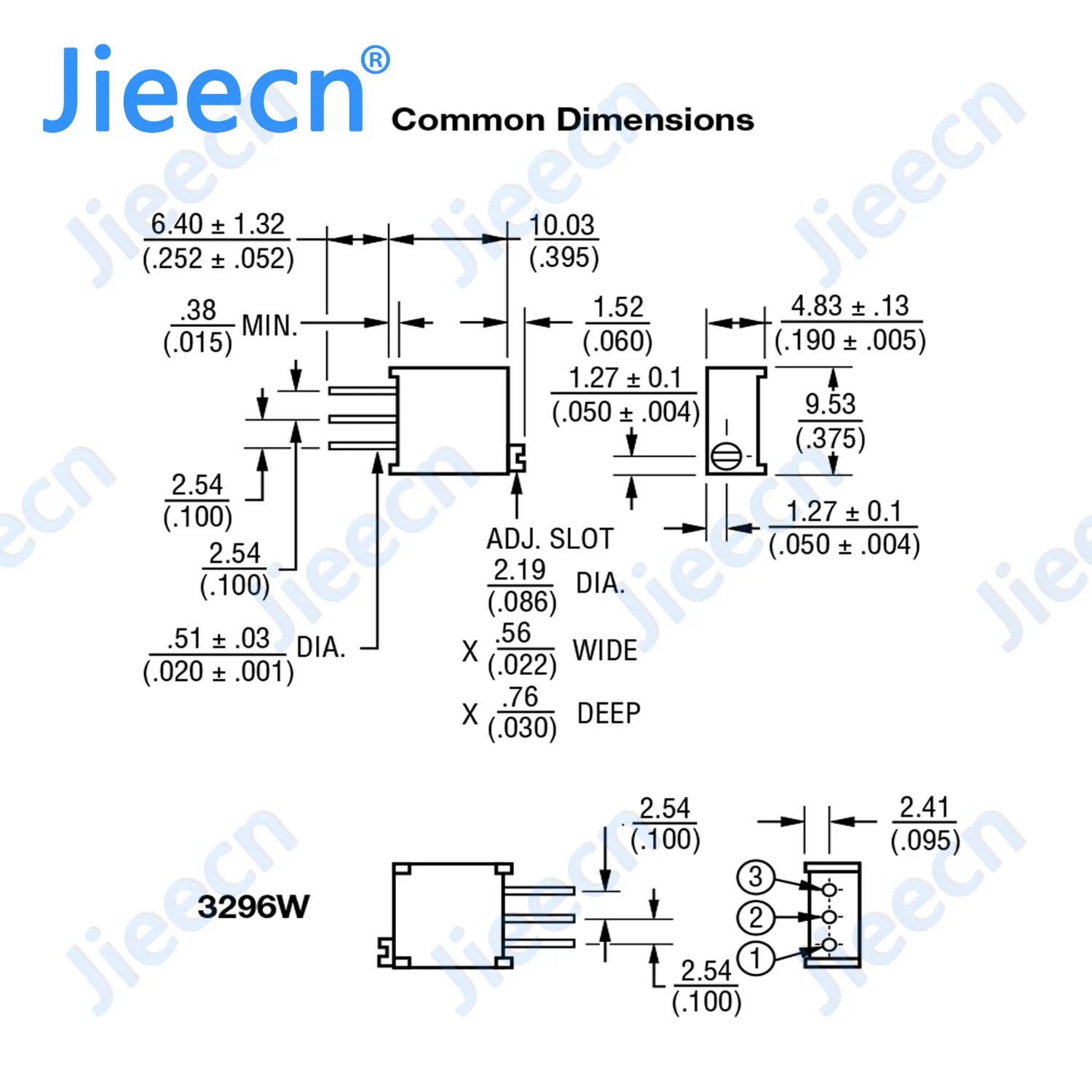 50PCS 3296W 100R-2M Trimming Potentiometer Chinese High Quality 3296W-1-101 201 501 102 202 502 103 203 503 104 204 504 105 205